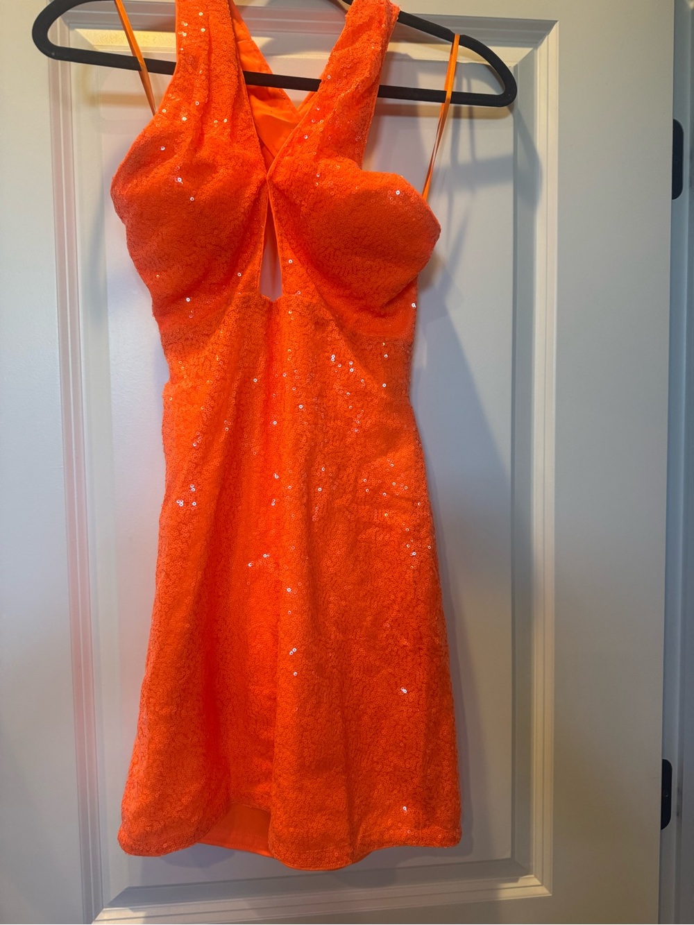 Orange Sequin Mini Dress